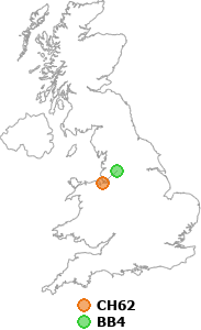 map showing distance between CH62 and BB4