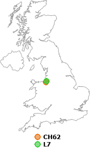 map showing distance between CH62 and L7