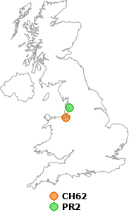 map showing distance between CH62 and PR2