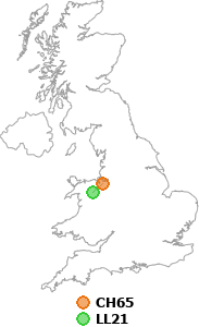 map showing distance between CH65 and LL21