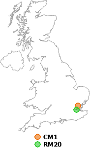 map showing distance between CM1 and RM20