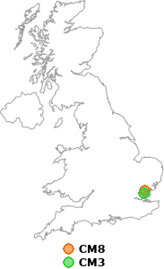 map showing distance between CM8 and CM3