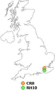 map showing distance between CR8 and RH10