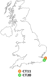 map showing distance between CT11 and CT20
