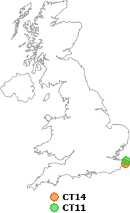 map showing distance between CT14 and CT11