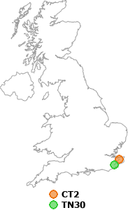 map showing distance between CT2 and TN30