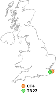 map showing distance between CT4 and TN27