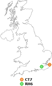 map showing distance between CT7 and RH6