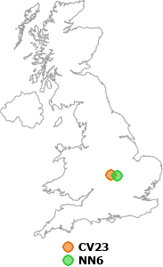 map showing distance between CV23 and NN6
