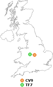 map showing distance between CV9 and TF7