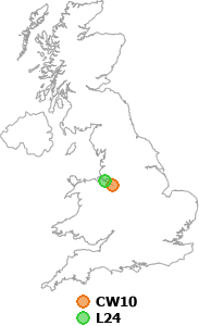 map showing distance between CW10 and L24