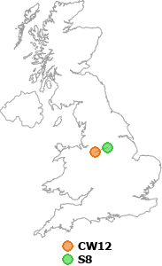 map showing distance between CW12 and S8