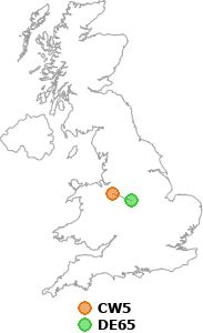 map showing distance between CW5 and DE65