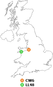 map showing distance between CW6 and LL48