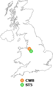 map showing distance between CW8 and ST5