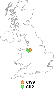 map showing distance between CW9 and CH2