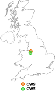 map showing distance between CW9 and CW5