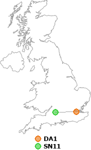 map showing distance between DA1 and SN11