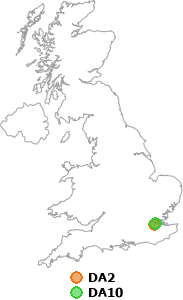 map showing distance between DA2 and DA10