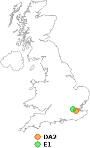 map showing distance between DA2 and E1