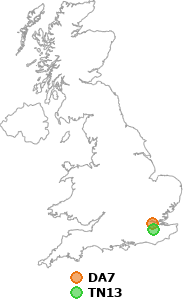 map showing distance between DA7 and TN13