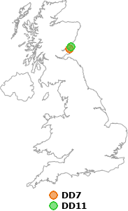 map showing distance between DD7 and DD11