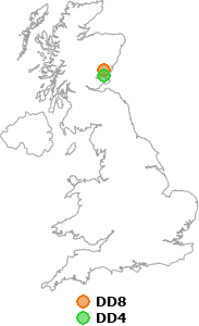 map showing distance between DD8 and DD4