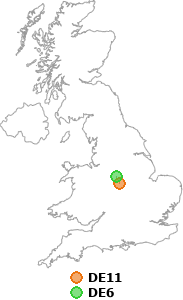 map showing distance between DE11 and DE6