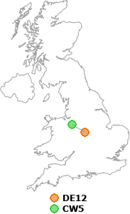 map showing distance between DE12 and CW5