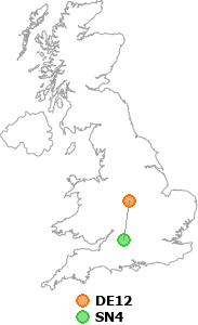 map showing distance between DE12 and SN4
