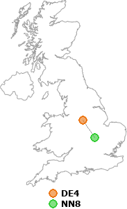 map showing distance between DE4 and NN8