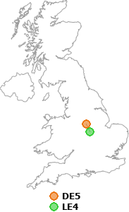 map showing distance between DE5 and LE4