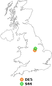 map showing distance between DE5 and S44