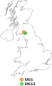 map showing distance between DG1 and DG12