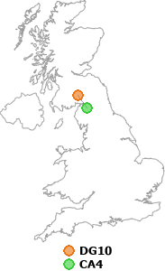 map showing distance between DG10 and CA4