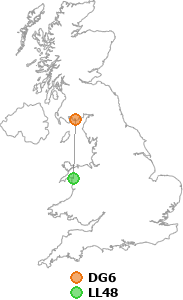 map showing distance between DG6 and LL48
