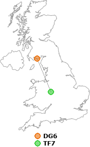 map showing distance between DG6 and TF7