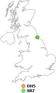 map showing distance between DH5 and SR7