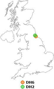 map showing distance between DH6 and DH2