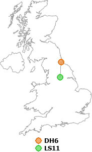 map showing distance between DH6 and LS11