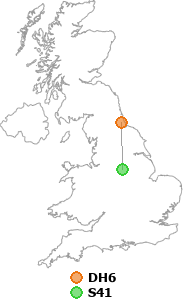 map showing distance between DH6 and S41