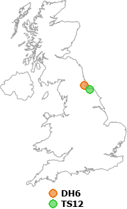 map showing distance between DH6 and TS12