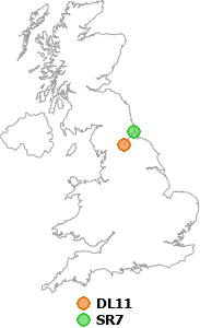 map showing distance between DL11 and SR7