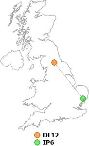 map showing distance between DL12 and IP6