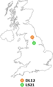 map showing distance between DL12 and LS21