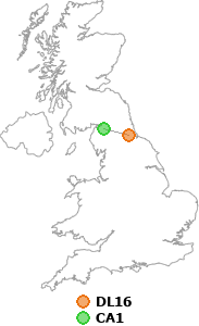 map showing distance between DL16 and CA1
