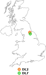 map showing distance between DL2 and DL7