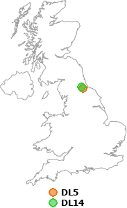 map showing distance between DL5 and DL14