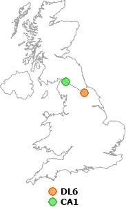 map showing distance between DL6 and CA1