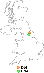 map showing distance between DL6 and HG4